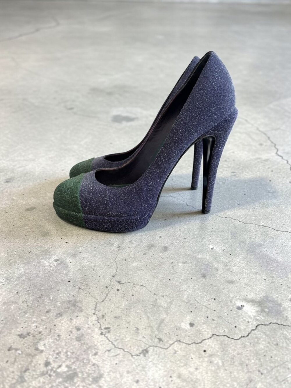 CHANEL Purple Green Glitter Platform Heels Size 39.5 / US 9.5